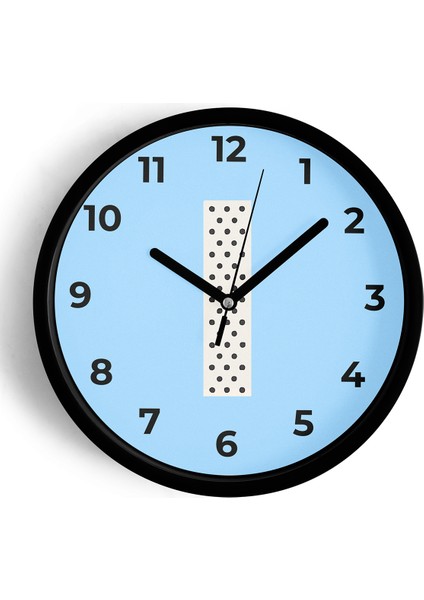 I Harfi Erkek Odası Duvar Saati - 25CM - Önü Camlı Siyah Kasa - Sessiz Mekanizma