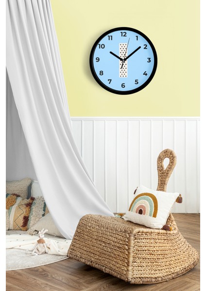 I Harfi Erkek Odası Duvar Saati - 25CM - Önü Camlı Siyah Kasa - Sessiz Mekanizma fiyatları