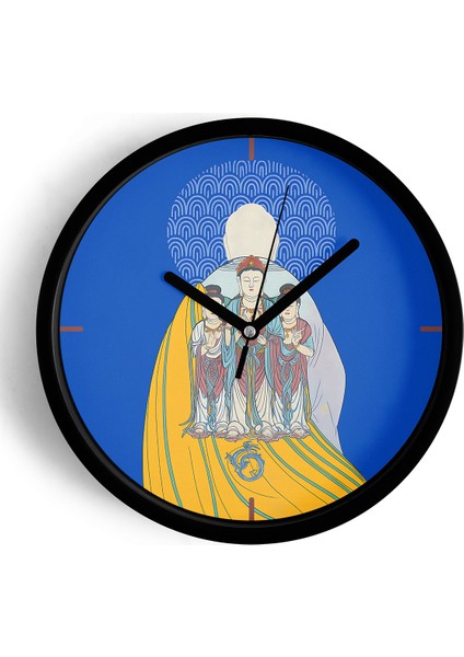 Buda’nın Işığı Modern Duvar Saati - 25CM - Önü Camlı Siyah Kasa - Sessiz Mekanizma