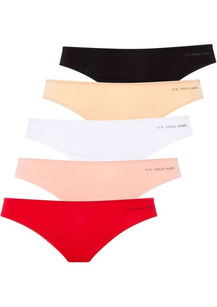 Kadın, Lisanslı, 5'li Modal Brazilian Slip Külot, Siyah-Beyaz-Ten-Kırmızı-Somon