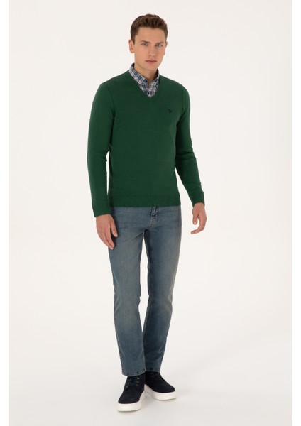 Erkek Koyu Yeşil Kazak /triko 50313662-VR079 fırsatları