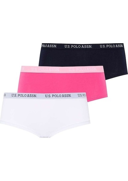 Kadın, Lisanslı, 3'lü Slip Külot, Beyaz -Lacivert-Fuşya
