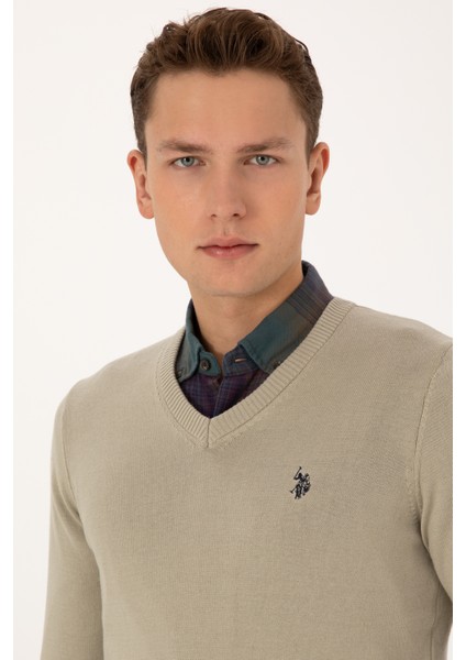 Erkek Açık Haki Melanj Kazak /triko 50313662-VR193 fiyatları