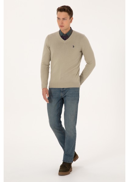 Erkek Açık Haki Melanj Kazak /triko 50313662-VR193 fırsatları