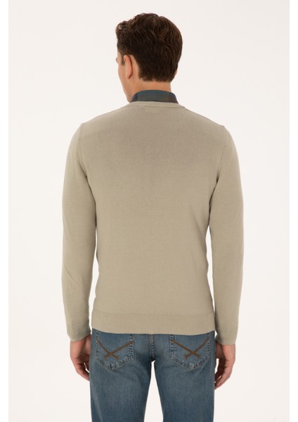 Erkek Açık Haki Melanj Kazak /triko 50313662-VR193 indirimleri