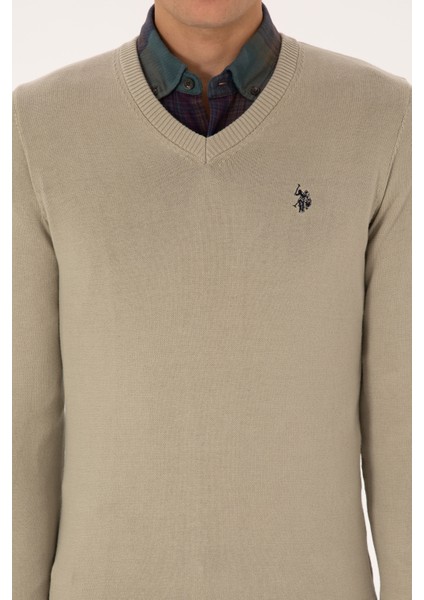 Erkek Açık Haki Melanj Kazak /triko 50313662-VR193