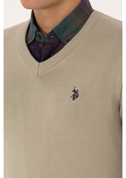 Erkek Açık Haki Melanj Kazak /triko 50313662-VR193