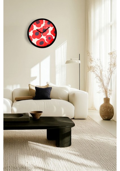 Soyut Renkli Çiçek Temalı Modern Duvar Saati - 42CM - Önü Camlı Siyah Kasa - Sessiz Mekanizma fiyatları