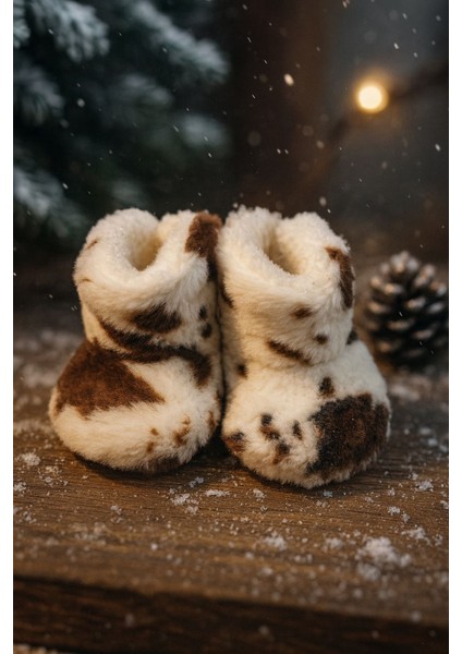 Bebek & Çocuk Kaydırmaz Tabanlı Ev Botu / Panduf / Kışlık Peluş Bot / Dana Desenli fiyatları