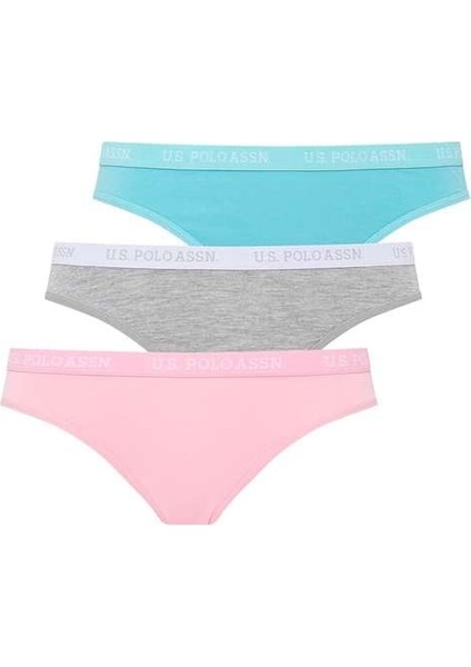 Kadın, Lisanslı, 3'lü Slip Külot, Pembe+Gri Mlj.+Mint
