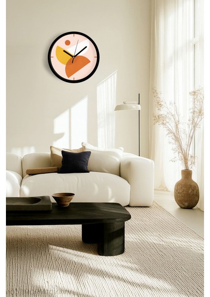 Soyut - Geometrik Temalı Modern Duvar Saati - 25CM - Önü Camlı Siyah Kasa - Sessiz Mekanizma fiyatları