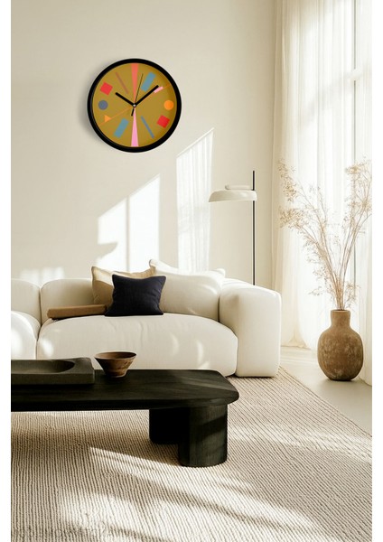 Soyut - Geometrik Temalı Modern Duvar Saati - 25CM - Önü Camlı Siyah Kasa - Sessiz Mekanizma fiyatları