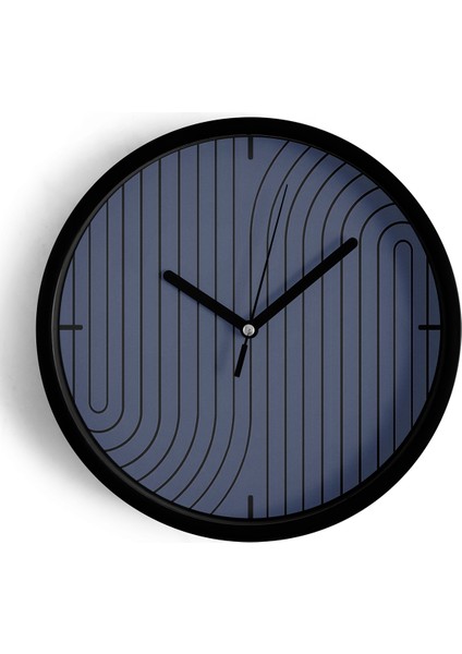 Soyut Tasarım Modern Duvar Saati - 25CM - Önü Camlı Siyah Kasa - Sessiz Mekanizma