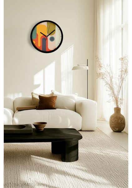 Soyut - Bohem - Geometrik Temalı Modern Duvar Saati - 25CM - Önü Camlı Siyah Kasa - Sessiz Mekanizma fiyatları
