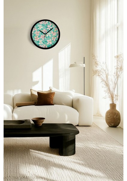 Soyut Çiçek Modern Duvar Saati - 25CM - Önü Camlı Siyah Kasa - Sessiz Mekanizma fiyatları