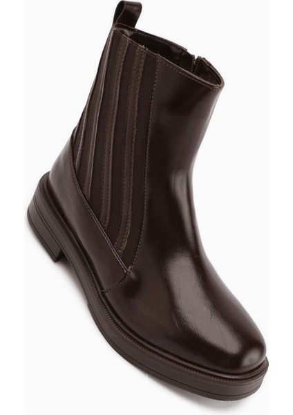 Lena Kahve Lastik Detaylı Kadın Bot