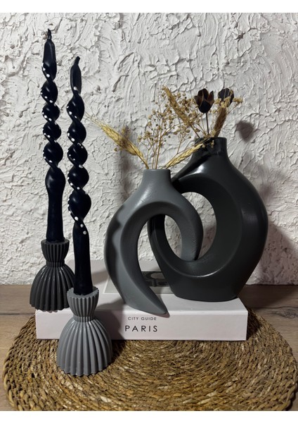 Dekoratif Bohem Tarz 4 Parça Sevgili Sarmaşık Vazo ve Şamdan Mumluk Takımı Tasarım Vazo fırsatları