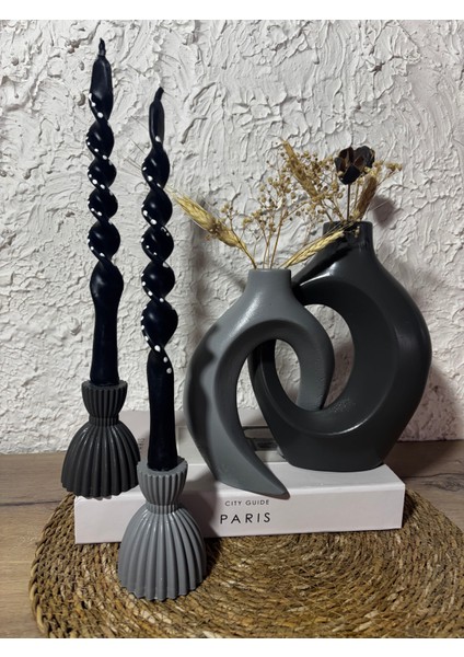Dekoratif Bohem Tarz 4 Parça Sevgili Sarmaşık Vazo ve Şamdan Mumluk Takımı Tasarım Vazo indirimleri