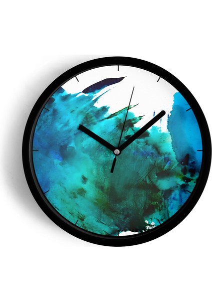 Soyut Tasarım Modern Duvar Saati - 25CM - Önü Camlı Siyah Kasa - Sessiz Mekanizma