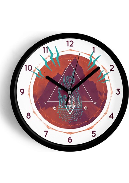 Soyut Tasarım Modern Duvar Saati - 25CM - Önü Camlı Siyah Kasa - Sessiz Mekanizma