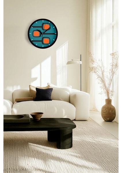 Soyut - Geometrik Temalı Modern Duvar Saati - 25CM - Önü Camlı Siyah Kasa - Sessiz Mekanizma fiyatları