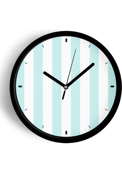 Dikey Çizgili Tasarım Modern Duvar Saati - 25CM - Önü Camlı Siyah Kasa - Sessiz Mekanizma