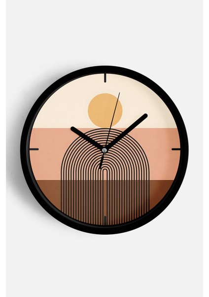 Soyut Tasarım Modern Duvar Saati - 25CM - Önü Camlı Siyah Kasa - Sessiz Mekanizma