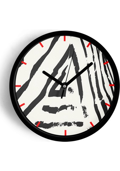 Soyut - Geometrik Temalı Modern Duvar Saati - 25CM - Önü Camlı Siyah Kasa - Sessiz Mekanizma