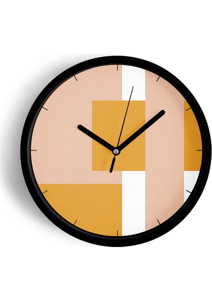 Modern Tasarım Duvar Saati - 25CM - Önü Camlı Siyah Kasa - Sessiz Mekanizma