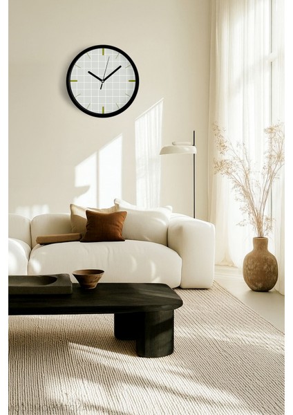 Soyut Geometrik Temalı Modern Duvar Saati - 25CM - Önü Camlı Siyah Kasa - Sessiz Mekanizma fiyatları