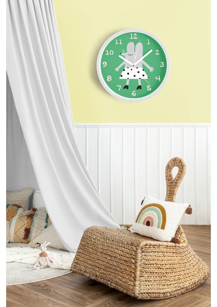 Etekli Sevimli Fare Çocuk Odası Duvar Saati - 25CM - Önü Camlı Beyaz Kasa - Sessiz Mekanizma fiyatları