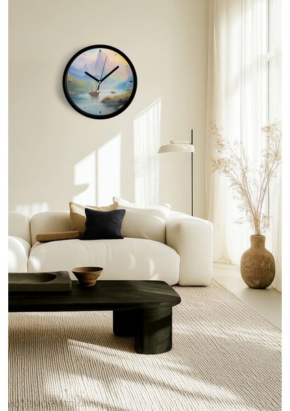 Doğa Manzara Temalı Modern Duvar Saati - 25CM - Önü Camlı Siyah Kasa - Sessiz Mekanizma fiyatları