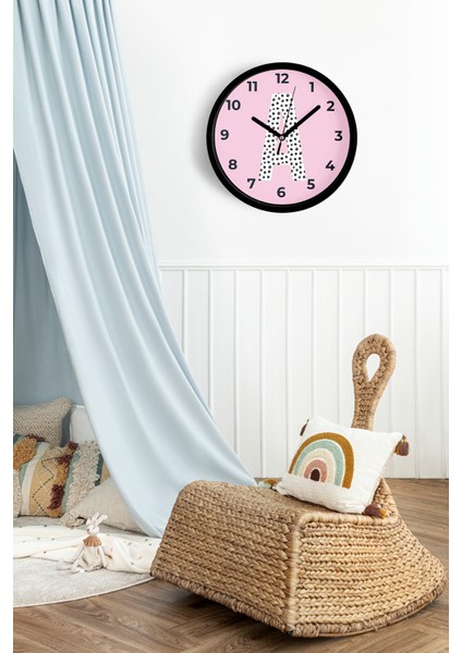 A Harfi Kız Odası Duvar Saati - 25CM - Önü Camlı Siyah Kasa - Sessiz Mekanizma fiyatları