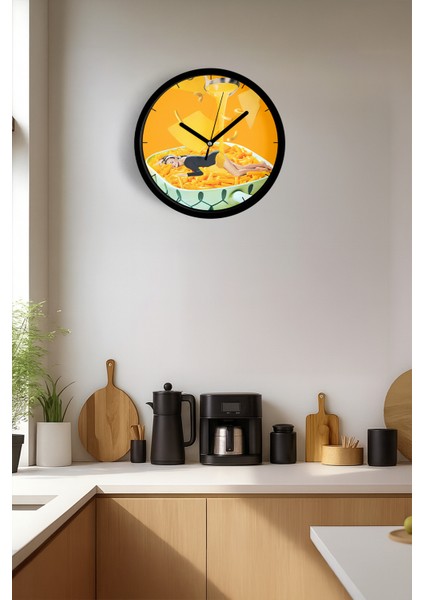Soyut Spagetti - Makarna Modern Tasarım Duvar Saati - 42CM - Önü Camlı Siyah Kasa - Sessiz Mekanizma fiyatları