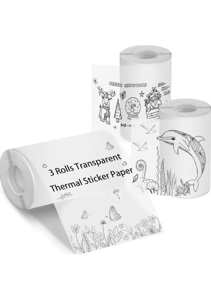Şeffaf Sticker Mini Yazıcı Rulosu Yapışkanlı