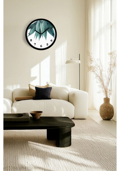 Yaprak Desenli Bohem Modern Duvar Saati - 25CM - Önü Camlı Siyah Kasa - Sessiz Mekanizma fiyatları