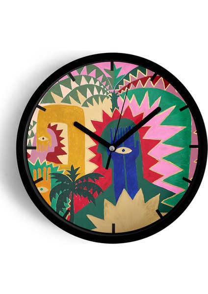 Soyut Tasarım Modern Duvar Saati - 42CM - Önü Camlı Siyah Kasa - Sessiz Mekanizma