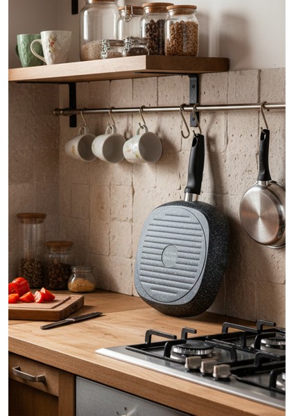 Carolin 2 Parça Grill Tava Seti Gri