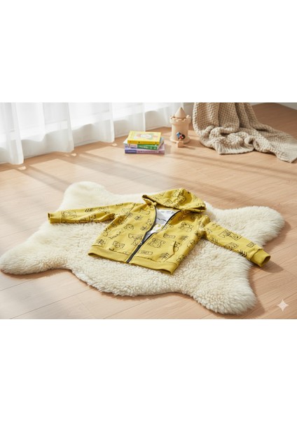 Erkek Çocuk Sarı Laci Ayıcık Desenli Hırkalı 3'lü Takım 4 Yaş fiyatları