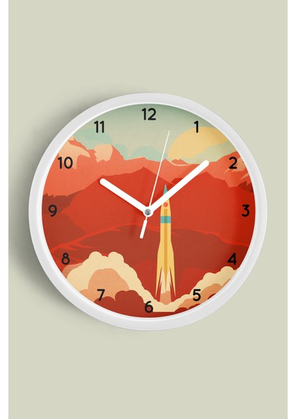 Zaman Yolculuğu Tasarımı Modern Duvar Saati - 25CM - Önü Camlı Beyaz Kasa - Sessiz Mekanizma