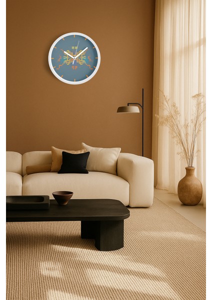 Piksel Zamanı Temalı Modern Duvar Saati - 25CM - Önü Camlı Beyaz Kasa - Sessiz Mekanizma fiyatları
