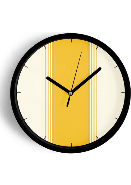 Modern Duvar Saati - 25CM - Önü Camlı Siyah Kasa - Sessiz Mekanizma