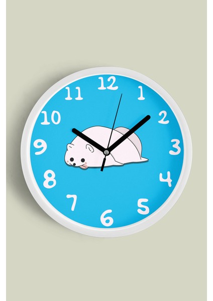 Sevimli Hayvan Çocuk Odası Modern Duvar Saati - 25CM - Önü Camlı Beyaz Kasa - Sessiz Mekanizma