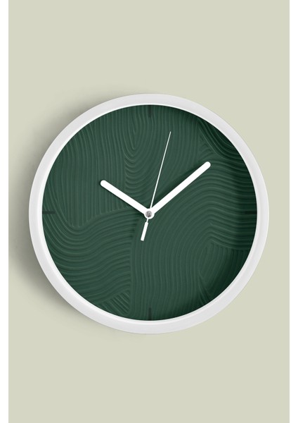 Soyut Alçı Görünümlü Modern Duvar Saati - 25CM - Önü Camlı Beyaz Kasa - Sessiz Mekanizma