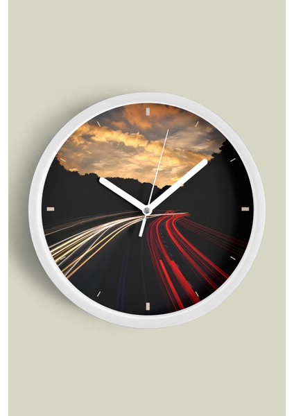 Modern Duvar Saati - 25CM - Önü Camlı Beyaz Kasa - Sessiz Mekanizma