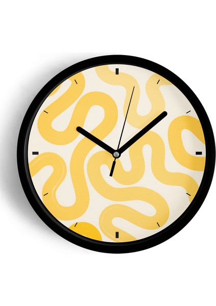 Modern Duvar Saati - 25CM - Önü Camlı Siyah Kasa - Sessiz Mekanizma