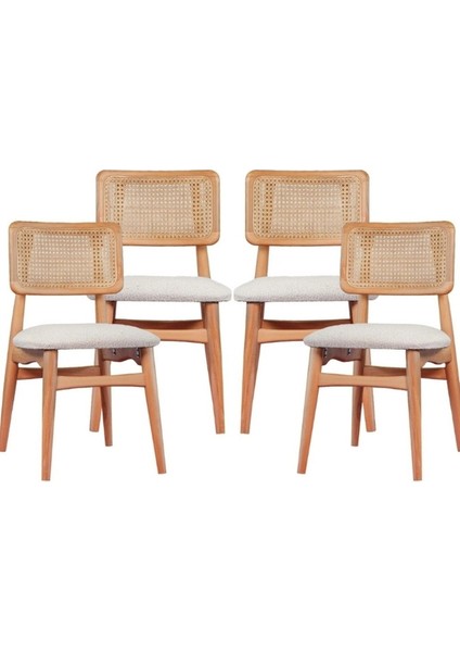 Hazeranlı,doğalhasır, Ahşap Sandalye 4 Adet