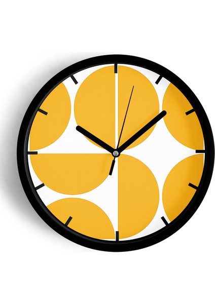 Soyut Tasarım Modern Duvar Saati - 25CM - Önü Camlı Siyah Kasa - Sessiz Mekanizma