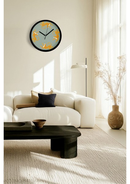 Kaplan Temalı Modern Duvar Saati - 25CM - Önü Camlı Siyah Kasa - Sessiz Mekanizma fiyatları