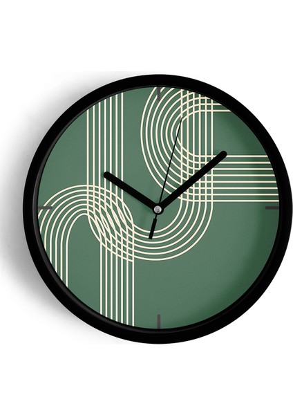 Minimalist Çizgili Modern Tasarım Duvar Saati - 25CM - Önü Camlı Siyah Kasa - Sessiz Mekanizma